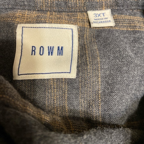 Rowm Mens Shirt 3XT Button Down Long Sleeve 100% Cotton Flannel Plaid Charcoal - Picture 5 of 6